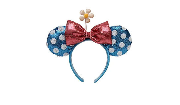 Blue Polka Dot Sequin Flower Daisy Headband Ears Minnie Parks NEW FromUSA | Walmart (US)