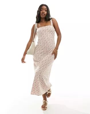 Aberrombie & Fitch floral print maxi dress in white and red | ASOS (Global)