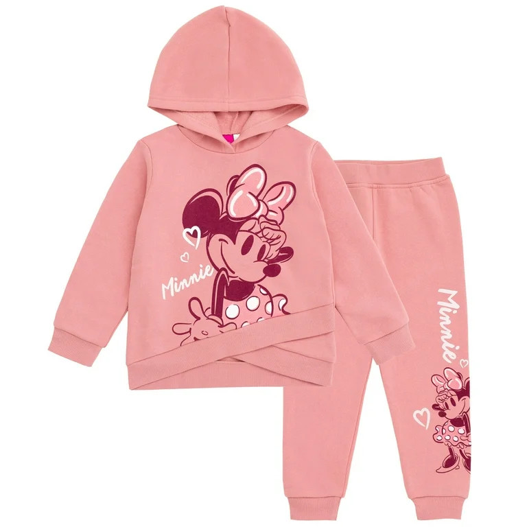 Disney Minnie Mouse Pullover Crossover Hoodie and Jogger Pants Outfit Set Newborn to Little Kid | Walmart (US)