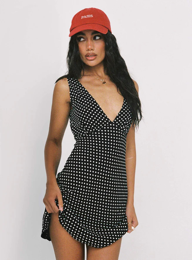 Nellie Mini Dress Black Polka Dot | Princess Polly US
