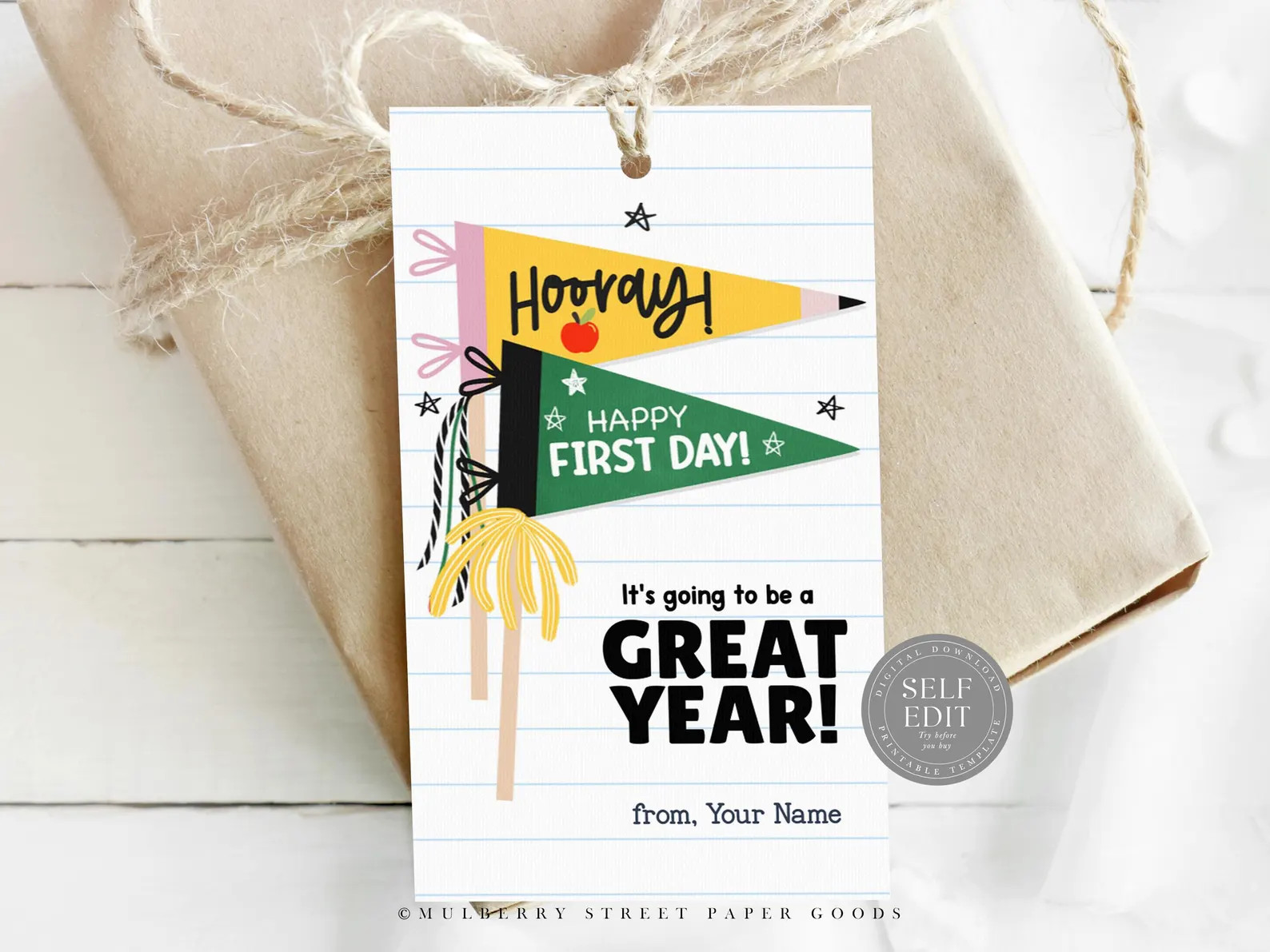 First Day Of School Gift Tag Printable Digital Download Back To School Tag Canva Template Class G... | Etsy (Global)