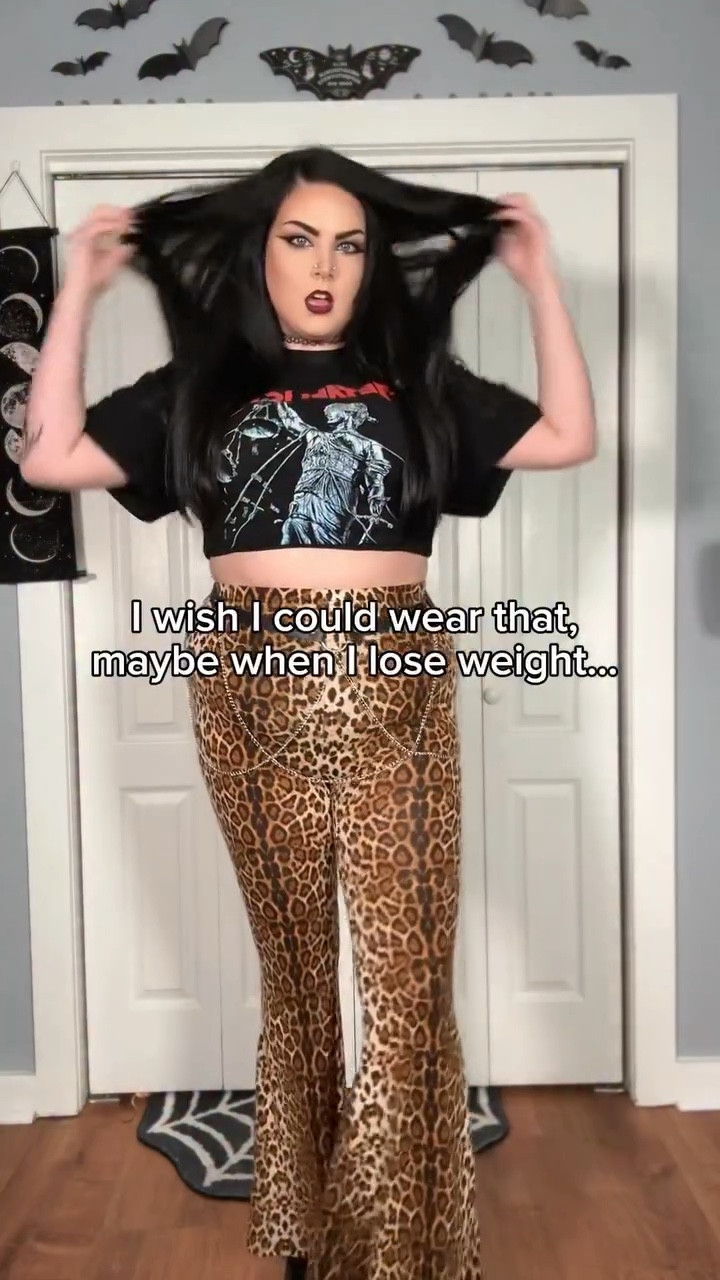 “I wish I could wear that… maybe when I lose weight.

I hear this all the time & I used to say it to myself too.

Life is too short to put your style, your joy, and your self expression on hold for a future version of your body. You do not need to earn the right to wear the clothes you love. You do not need to be smaller to be confident. You do not need permission.

If you’ve ever thought “I wish I could wear that” this is your sign.

You can. Right now. As you are.

Welcome to my page. 🫶🏻✨

Let me show you how to dress your curves and take up space exactly as you are! Like & follow for more curvy alt fashion inspo.
.
.
.
#gothfashion #alternativefashion #plussizegoth
#curvygoth #altstyle #bodyconfidence #wearwhatyouwant
#dressyourcurves #plussizestyle #altgirl #rockstarsgf #edgyoutfits #size16style #flarepants #altoutfit

#LTKFindsUnder50 #LTKPlusSize #LTKootd