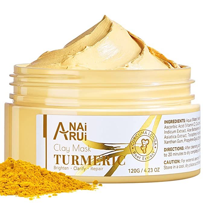 ANAI RUI Turmeric Vitamin C Face Mask, Clay Facial Mask with Vitamin C E for Radiant Skin, Acne C... | Amazon (US)