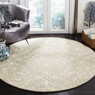 Safavieh Handmade Blossom Lollie Modern Floral Wool Rug (6' x 6' Round - Sage/Ivory) | Bed Bath & Beyond