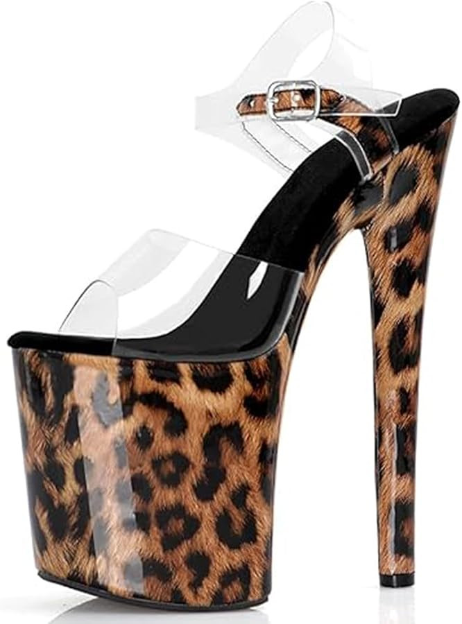 denova's Women's Transparent Very High Heel Plus Size Platform Pole Dancing Ankle Strap Stiletto ... | Amazon (CA)