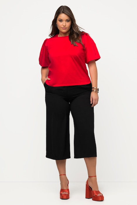Double Layer Balloon Sleeve Short Sleeve Tee | Ulla Popken - US