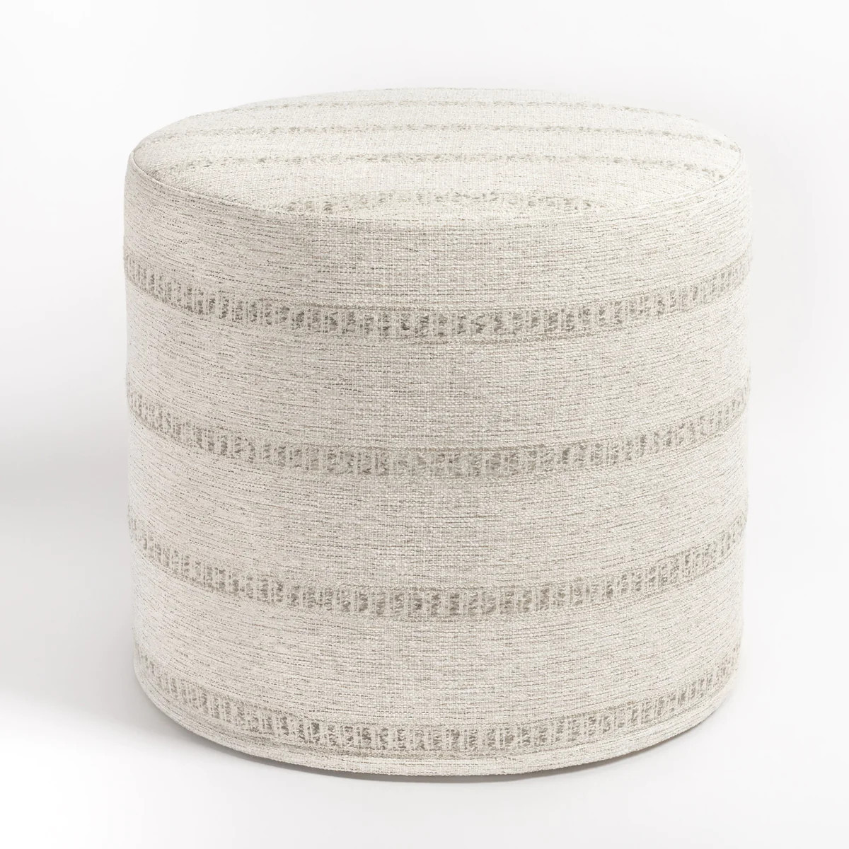 Durado Stripe 18x16 Round Ottoman, Natural | Tonic Living