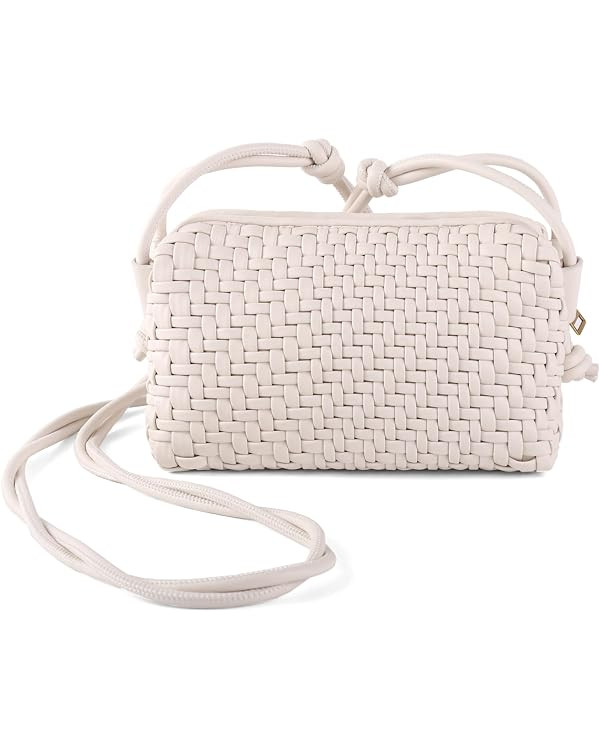 Women Crossbody Bag,Vegan Leather Woven Shoulderbag,Cute Purse Small Handbag Tote Bag with Adjust... | Amazon (US)