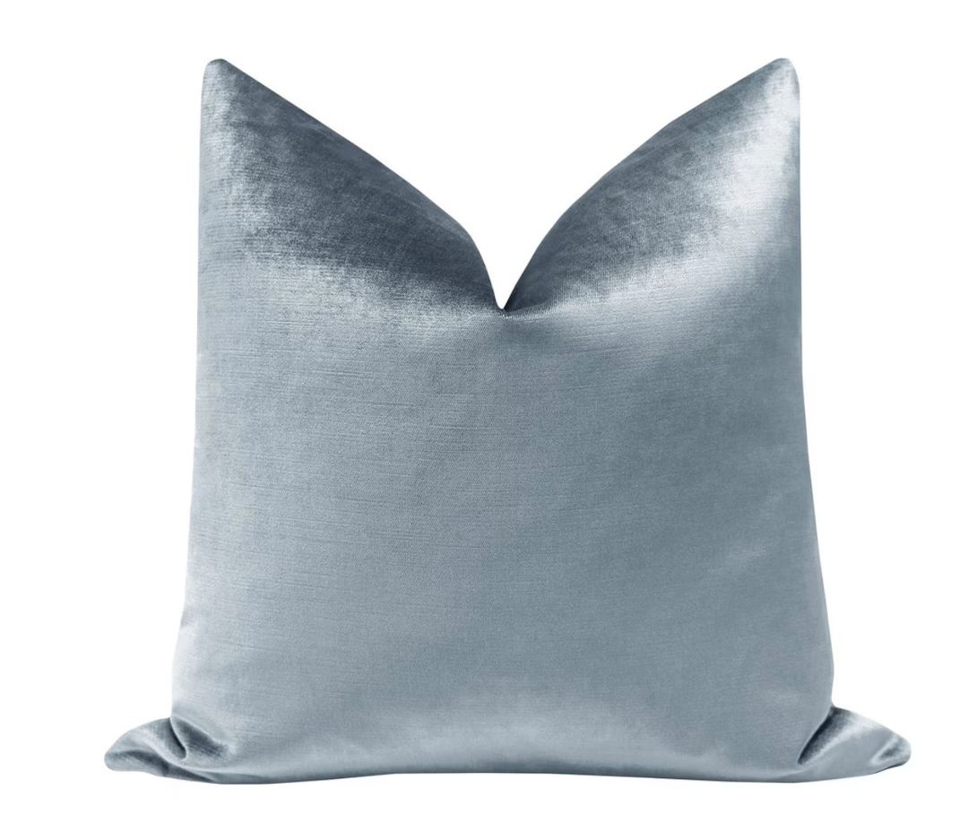 Faux Silk Velvet // Delft Pillow COVER ONLY | blue velvet pillow | soft blue pillow | gray blue p... | Etsy (US)