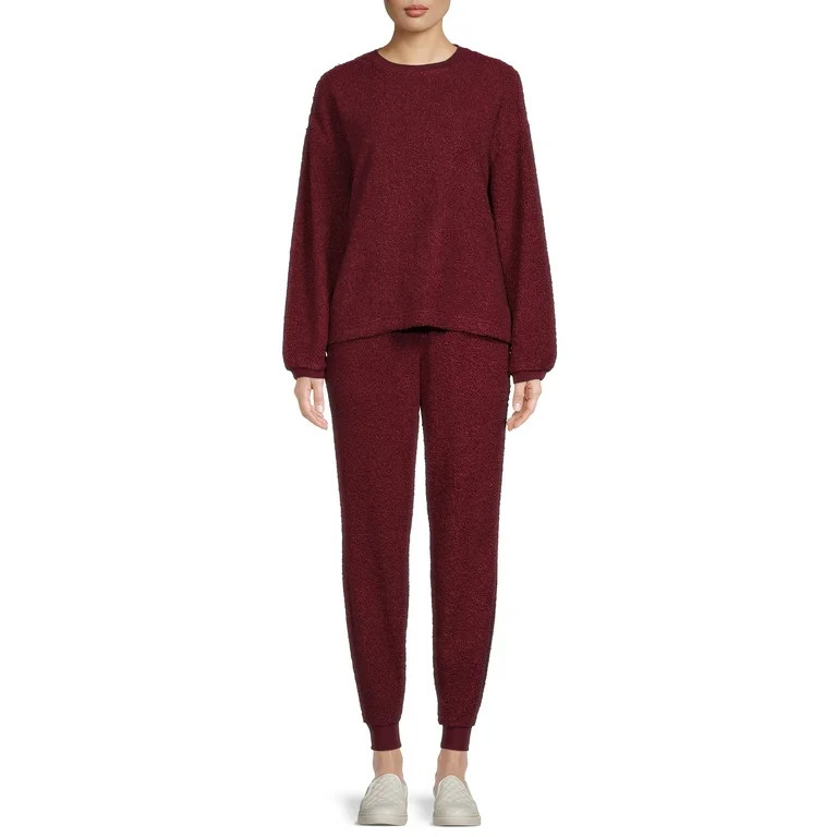 Secret Treasures Women's and Women's Plus Boucle Top and Jogger Set | Walmart (US)