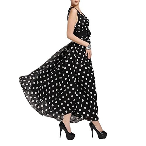 Scott-Vincent Borba Haute Couture Polka Dot Chiffon Maxi Dress, Black | Amazon (US)