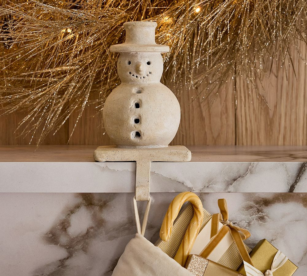 Terracotta Snowman Stocking Holder | Pottery Barn (US)