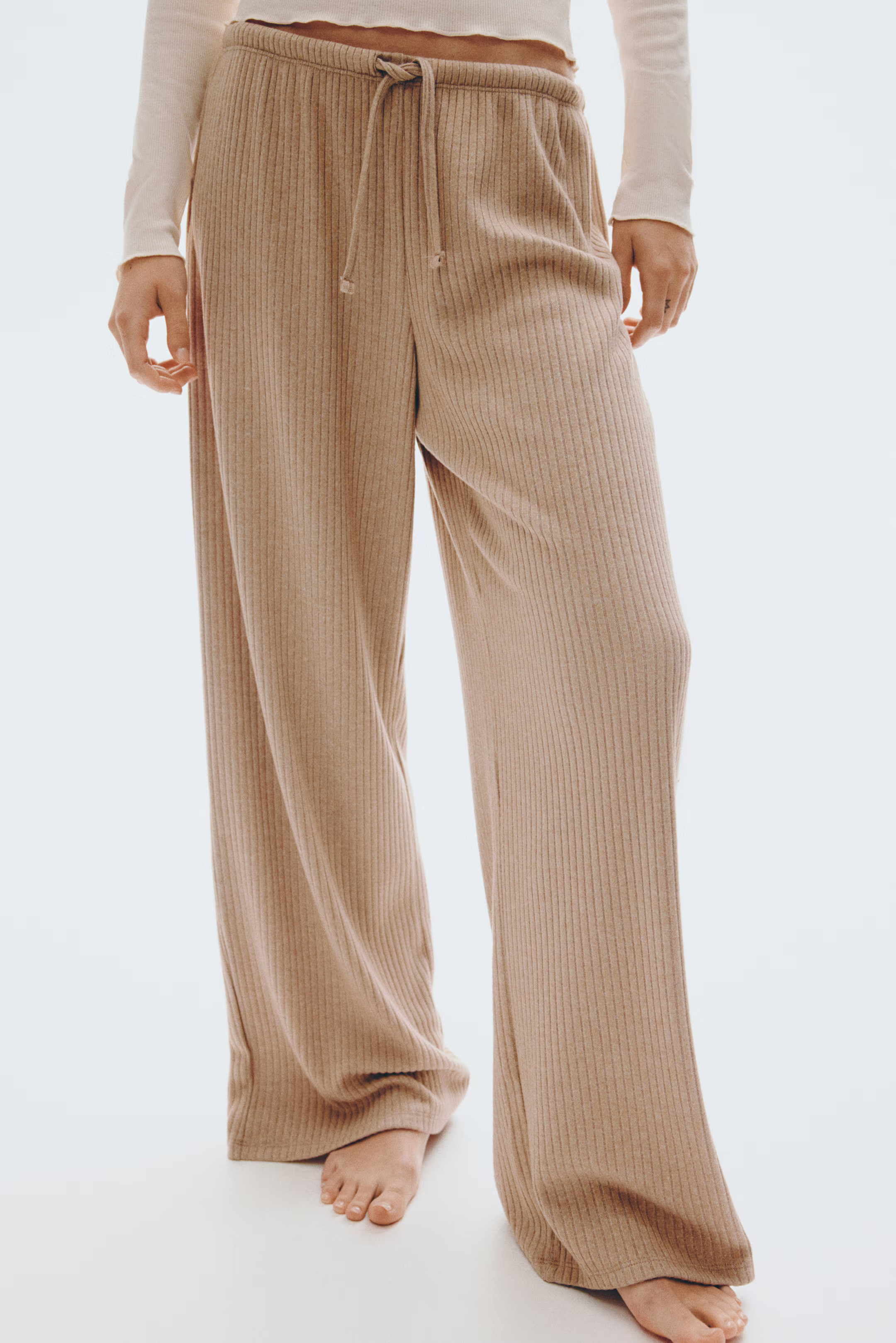 Wide rib-knit trousers | H&M (UK, MY, IN, SG, PH, TW, HK)