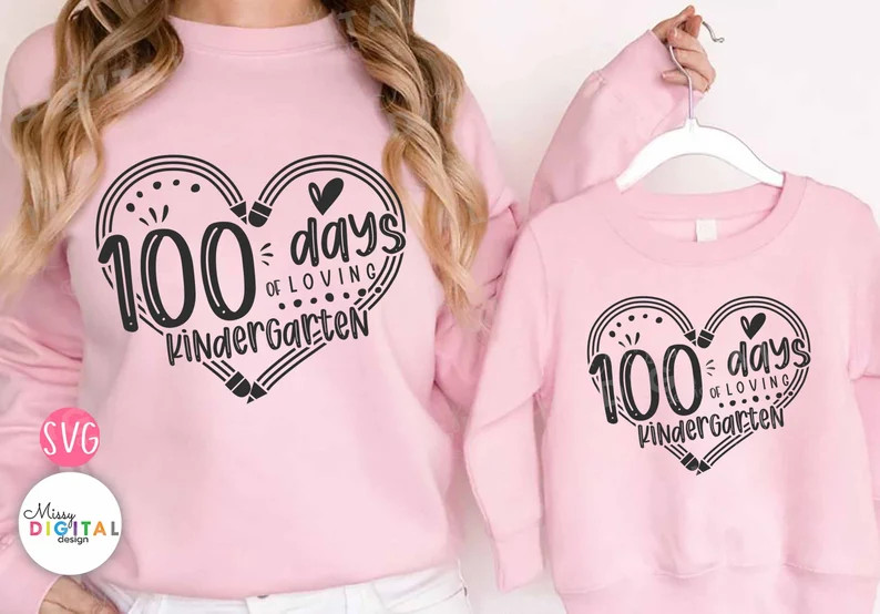 100 Days of Loving Kindergarten Svg, 100 Days of School, Pencil Heart, Back to School Svg,kinderg... | Etsy (US)