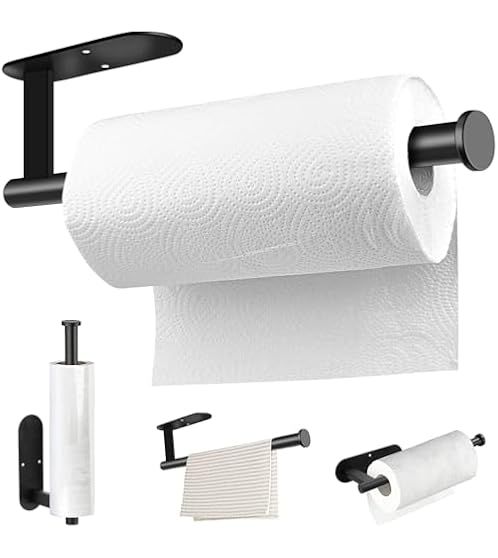 Paper Towel Holders-Blcak,Paper Towels Rolls - for Kitchen,Paper Towels Bulk- Self-Adhesive Under... | Amazon (US)