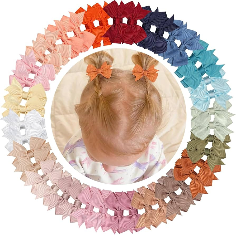CÉLLOT Baby Hair Bows,42PCS 2" Fully Lined Bows Clips for Girls,Toddler Hair Accessories for Gir... | Amazon (US)