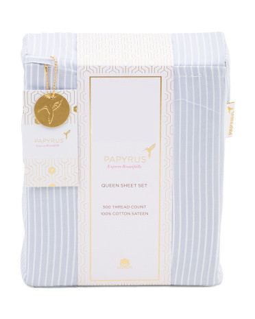 300tc Cotton Sateen Pinstriped Sheet Set | Bed & Bath | Marshalls | Marshalls