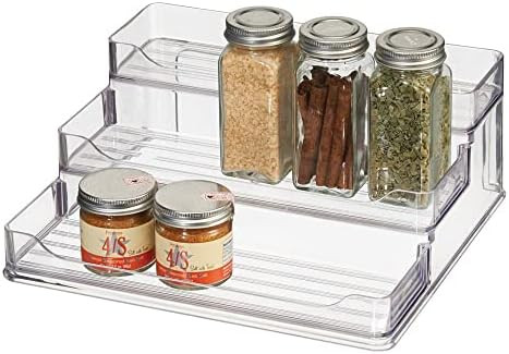 mDesign Plastic Spice and Food Kitchen Cabinet Pantry Shelf Organizer - 3 Tier Storage - Modern Comp | Amazon (US)