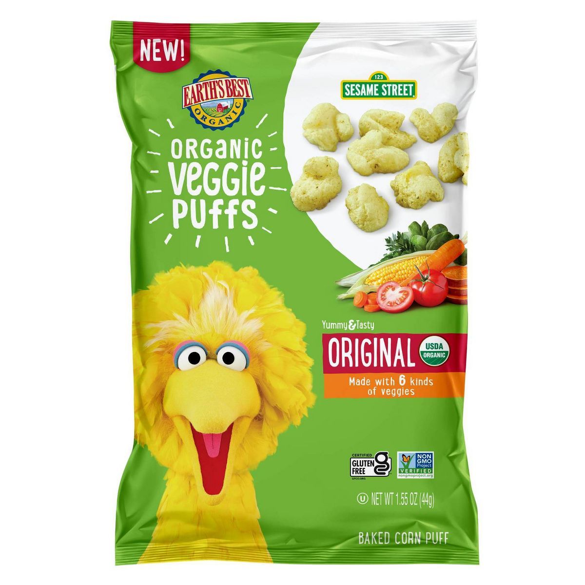 Earth's Best Sesame Street Organic Veggie Puffs Baby Snacks - 1.55oz | Target