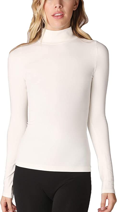 NIKIBIKI Women Seamless Long Sleeve Mock Neck Top, Made in U.S.A, One Size | Amazon (US)