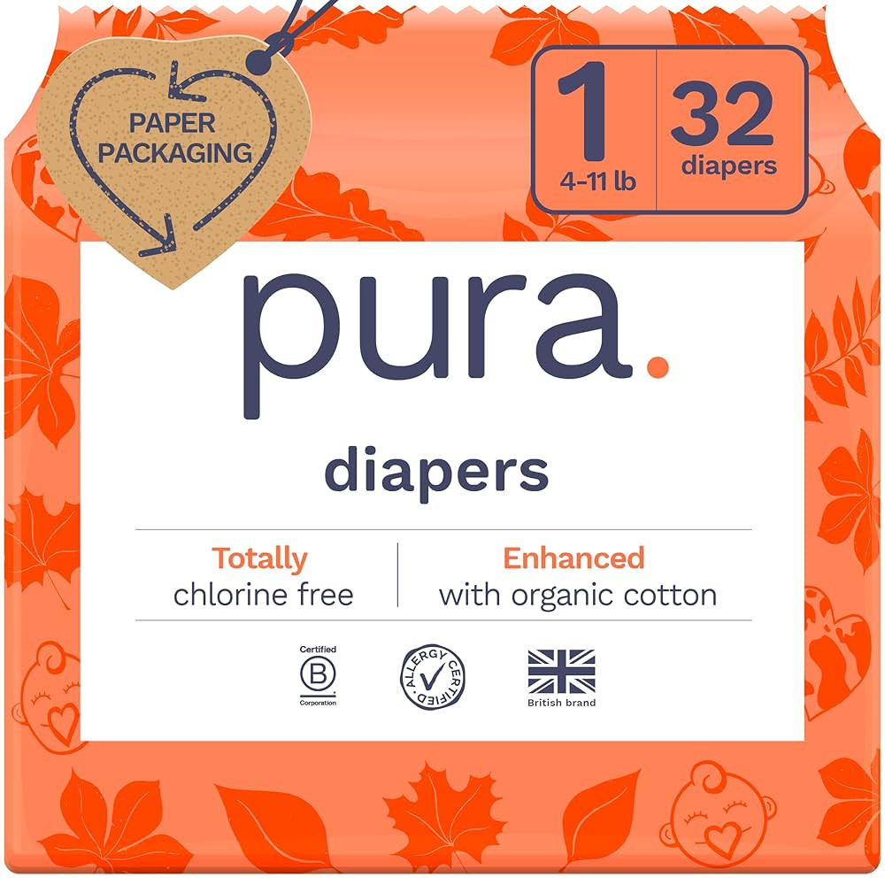 Pura Hypoallergenic Diapers, Size 1 (4-11 lbs), Newborn, Totally Chlorine Free, Wetness Indicator... | Amazon (US)