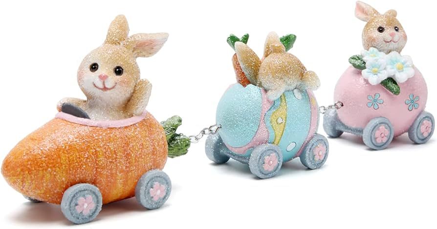 Hodao Easter Decorations Indoor Home Decor Easter Bunny Carrot Resurrection Egg Small Train Figur... | Amazon (US)