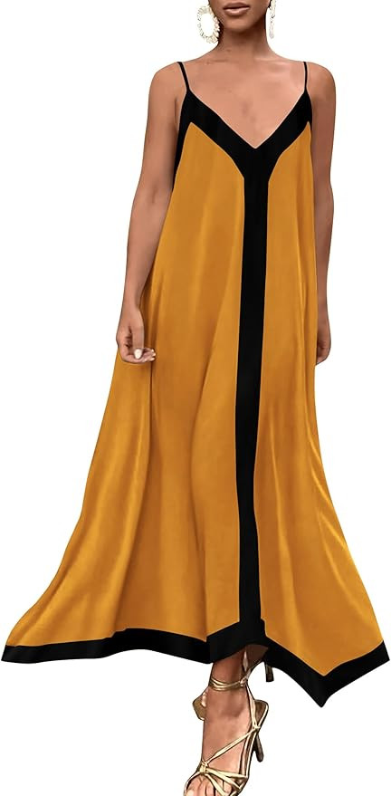 PRETTYGARDEN Womens Maxi Dress 2026 Summer Sundress V Neck Spaghetti Strap Flowy Elegant Party Dr... | Amazon (US)