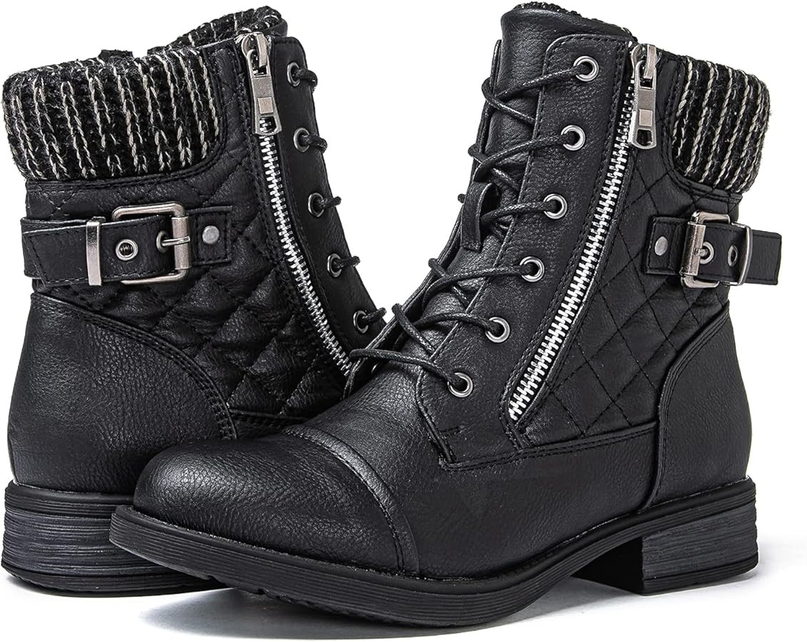 GLOBALWIN Women's Combat Boots Lace Up Boots For Women Ankle Booties With Low Heel Fashion Dressy... | Amazon (US)