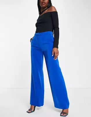 JDY high waisted wide leg tailored pants in bright blue | ASOS (Global)