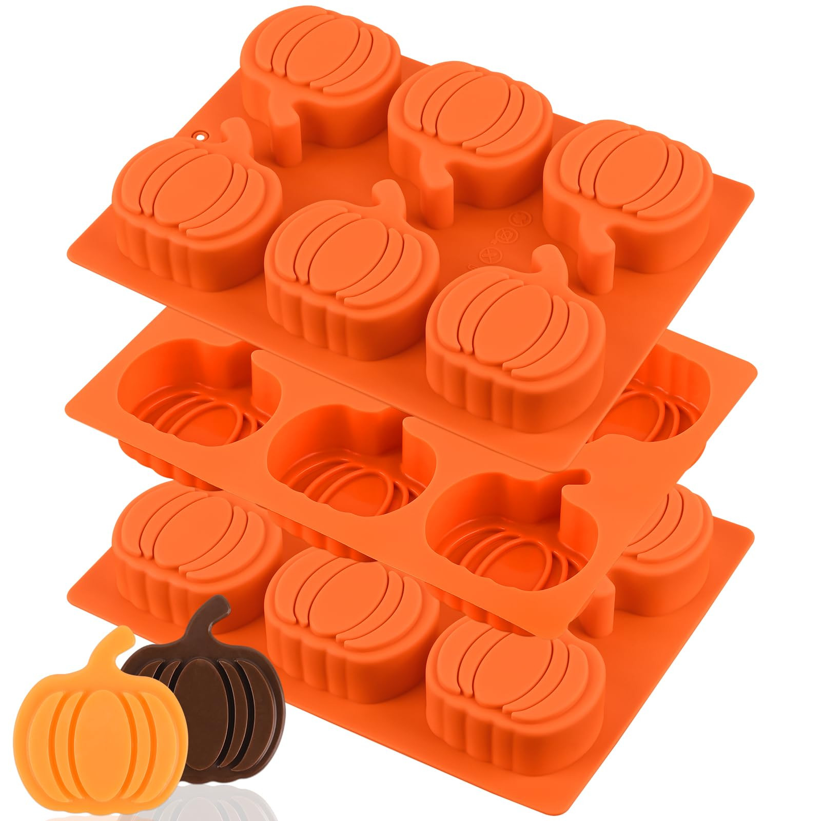 WMKGG 3 Pack Pumpkin Silicone Mold, 6-Cavity Pumpkin Cake Pan for Baking Muffin Cupcake Chocolate... | Amazon (US)