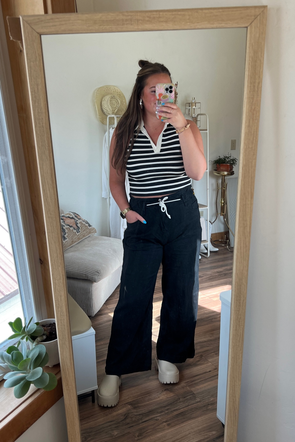 loveeee these paper bag wide leg pants! Such an easy thing for early fall. And already know I’ll be wearing these platform clogs ALOT this fall 🍂 (top is from Marshalls and can’t find online🙃)

#LTKSeasonal #LTKshoecrush #LTKunder50