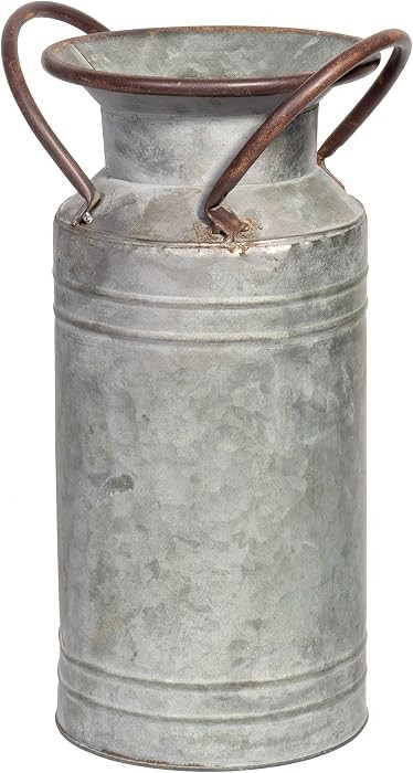 Red Co. 13\u201d Large Decorative Farmhouse Galvanized Metal Milk Can Planter Vase with Handles | Amazon (US)