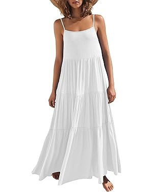 ANRABESS Womens Maxi Dress 2026 Summer Casual Sleeveless Spaghetti Strap Boho Sundress Flowy Tier... | Amazon (US)