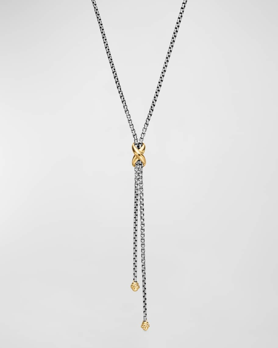 David Yurman Petite X Lariat Y Necklace with 18K Yellow Gold | Neiman Marcus