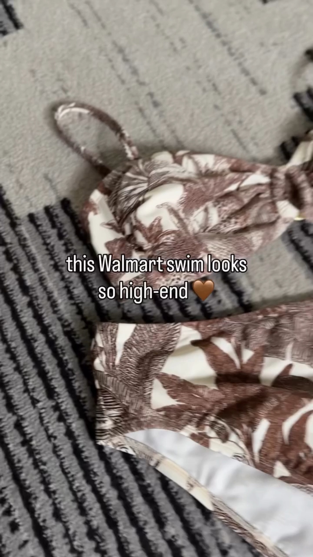 This set is SO good 🤎🌿

Mid-rise bottom + a bandeau top you can wear with or without straps… and the print + gold details make it look way more expensive than it is. 
from the Sofía Vergara line at Walmart 🙌🏼

#walmartfinds #walmartfashion #affordablefashion #swimstyle #summerstyle