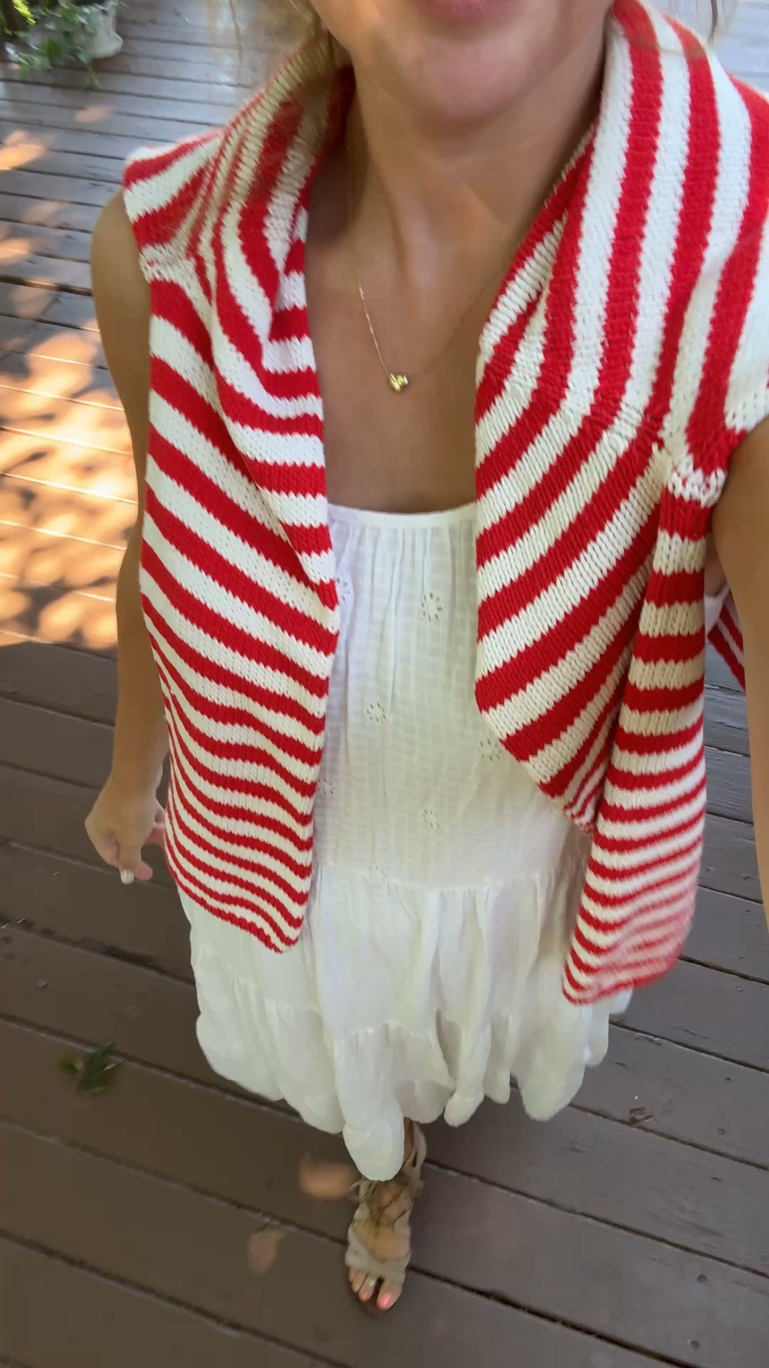 Red white striped sweater 
White dress
Summer outfit

#LTKdayinmylife #LTKgrwm #LTKmomlife