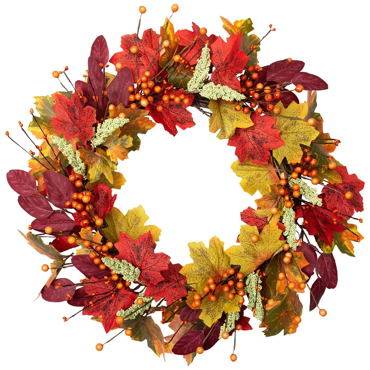 Northlight Leaves and Berries Artificial Fall Harvest Wreath - 20" | Target