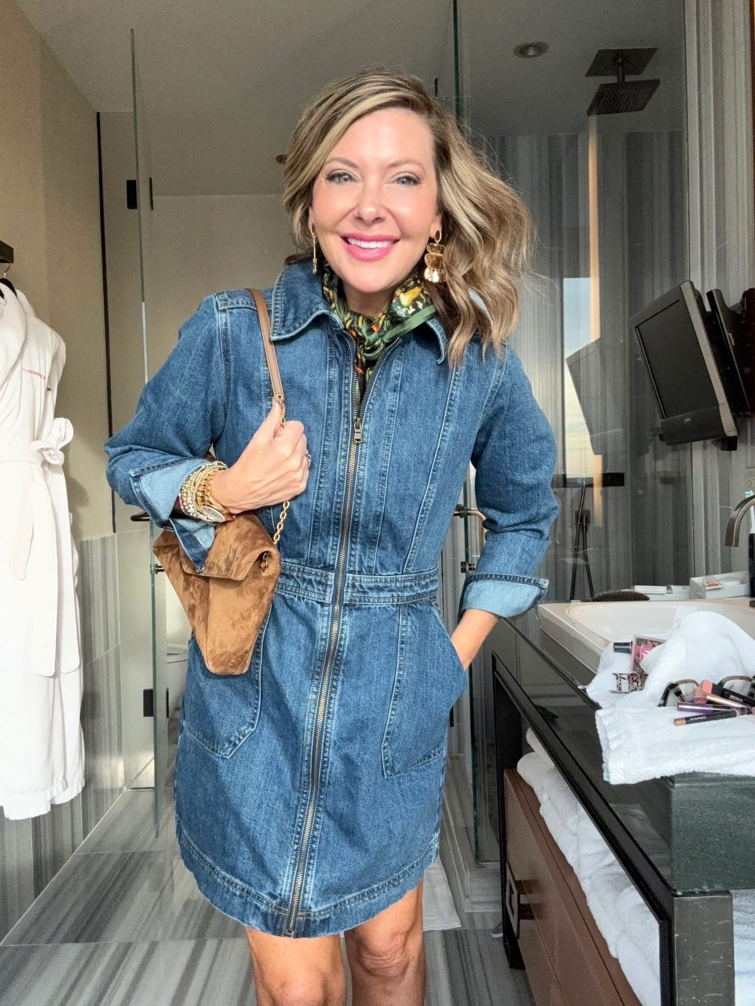 Good Morning! This denim dress has been very popular on my page! Wanted to show you a close up! 60% OFF and FREE Shipping today! 

Headed home from NYC today! 
Dropping 🔗👇 to shop

#LTKootd #LTKSaleAlert #LTKSeasonal