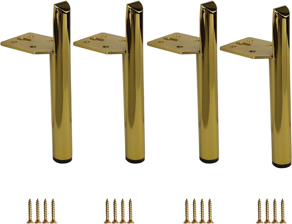 6 inch Gold Furniture Legs Set of 4 Heavy Duty Metal for Sofa Couch Dresser Cabinet Coffee Table ... | Amazon (US)