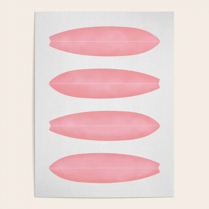 Surfboards in Pink Poster | Society6