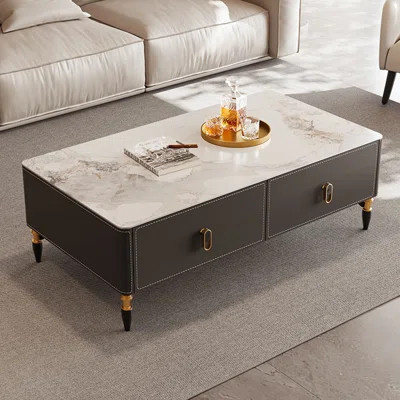 Modern Faux Saddle Leather Coffee Table | Wayfair North America