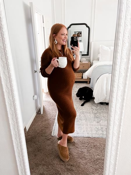 Todays work from home look🤎🍂 love this cable knit sweater dress from Nordstrom! Not maternity but fits the bump! I got a small in the dress!

#LTKSeasonal #LTKworkwear #LTKstyletip