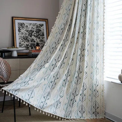 Lilyana Boho Curtains 2 Panels Leaf Semi Sheer Drapes Tassel Rod Pocket | Wayfair North America