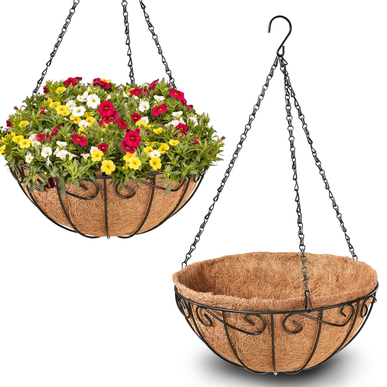 Legigo 2 Pack 10 Inch Metal Hanging Baskets for Plants Outdoor- Round Wire Hanging Planters Baske... | Amazon (US)