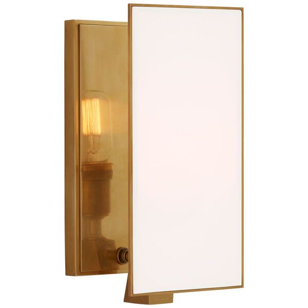 Albertine Small Sconce in Hand-Rubbed Antique Brass with White Glass Diffuser by Thomas O'Brien | Bellacor