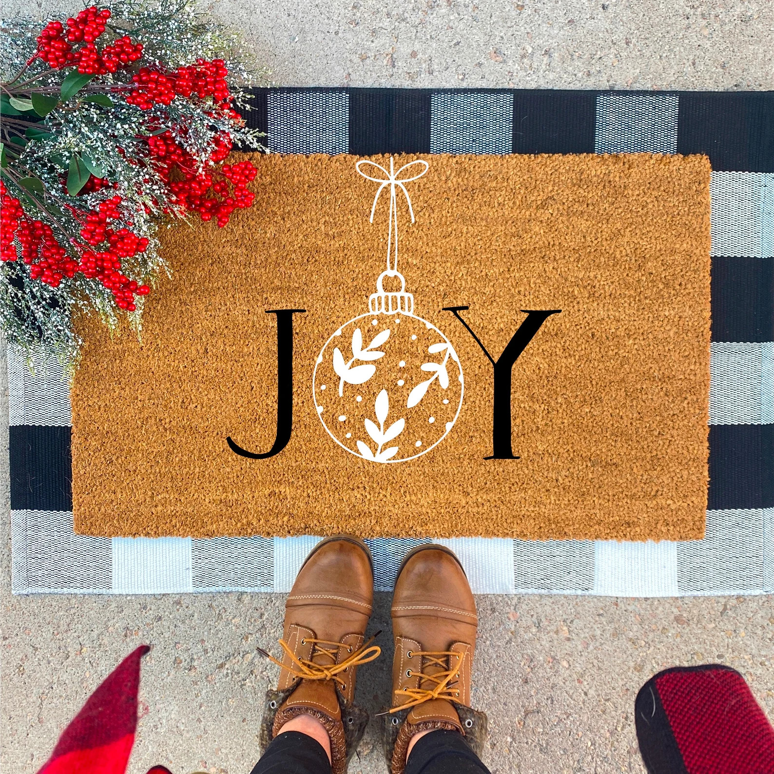 Joy Doormat | Christmas Doormat | Holiday Doormat |  Christmas Decor | Cute Doormat | Porch Decor | Etsy (US)