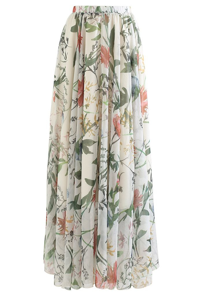 Bring the Blossom Floral Maxi Skirt | Chicwish