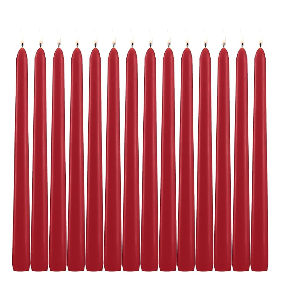 HELLY 14 Pack Tall Red Taper Candles - 10 Inch Red Dripless, Unscented Dinner Candle - Paraffin W... | Amazon (US)