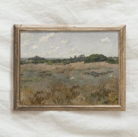 Antique Landscape Oil Painting / Vintage Farmhouse Art Print / - Etsy | Etsy (US)