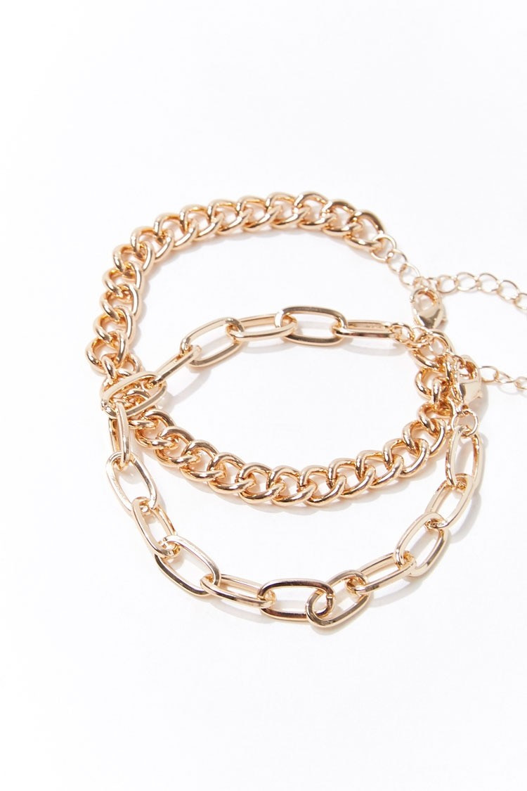 Chunky Chain Bracelet Set in Gold | Forever 21 (US)